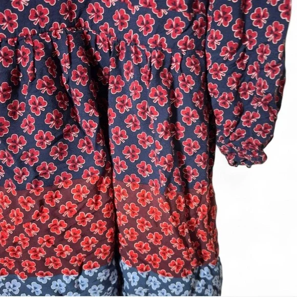 Gap Shamrock Clover Patterning Tie Neck Long Sleeve Dress SZ 6 - Picture 5 of 6